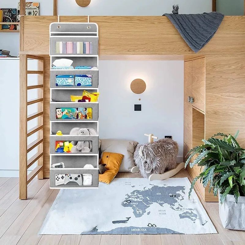 Shelf Hanging Storage Organizer For Behind Door  AntiTilt Design With 5 Large Capacity Pockets Perf 4