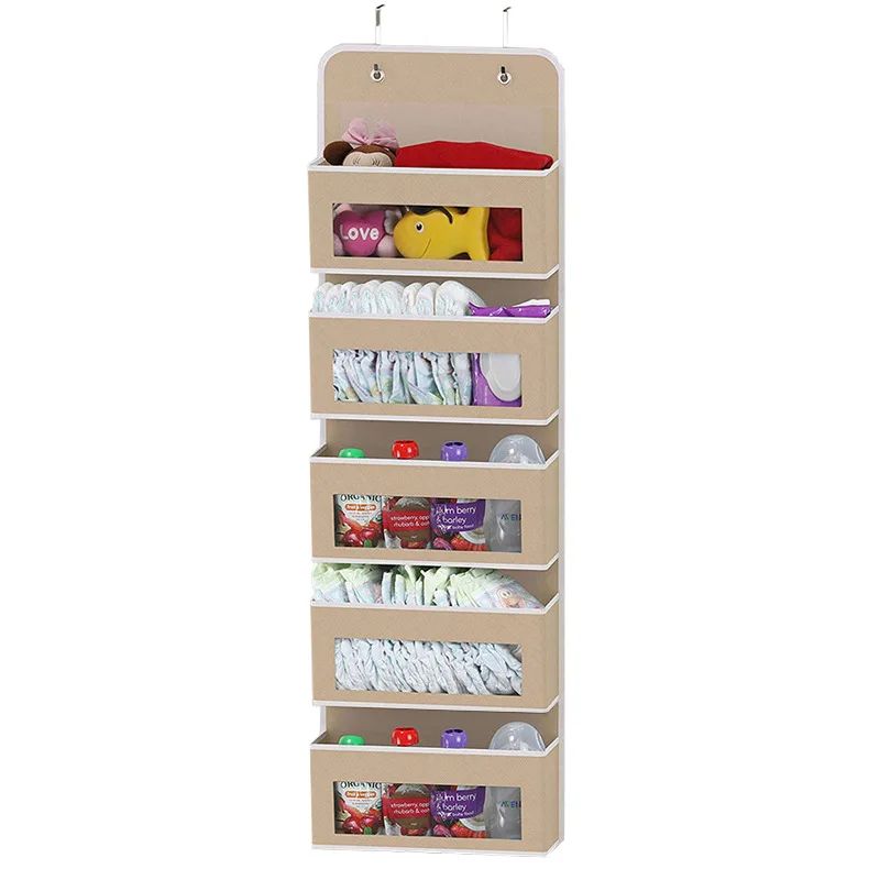 Shelf Hanging Storage Organizer For Behind Door  AntiTilt Design With 5 Large Capacity Pockets Perf 8