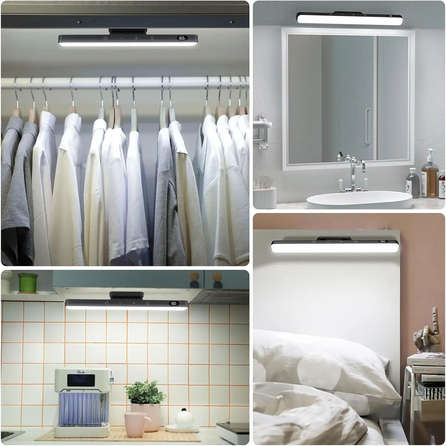 Rechargeable Dimmable LED Night Light Adjustable 3 Color Brightness Touch Lamp For Closet Makeup Be 2