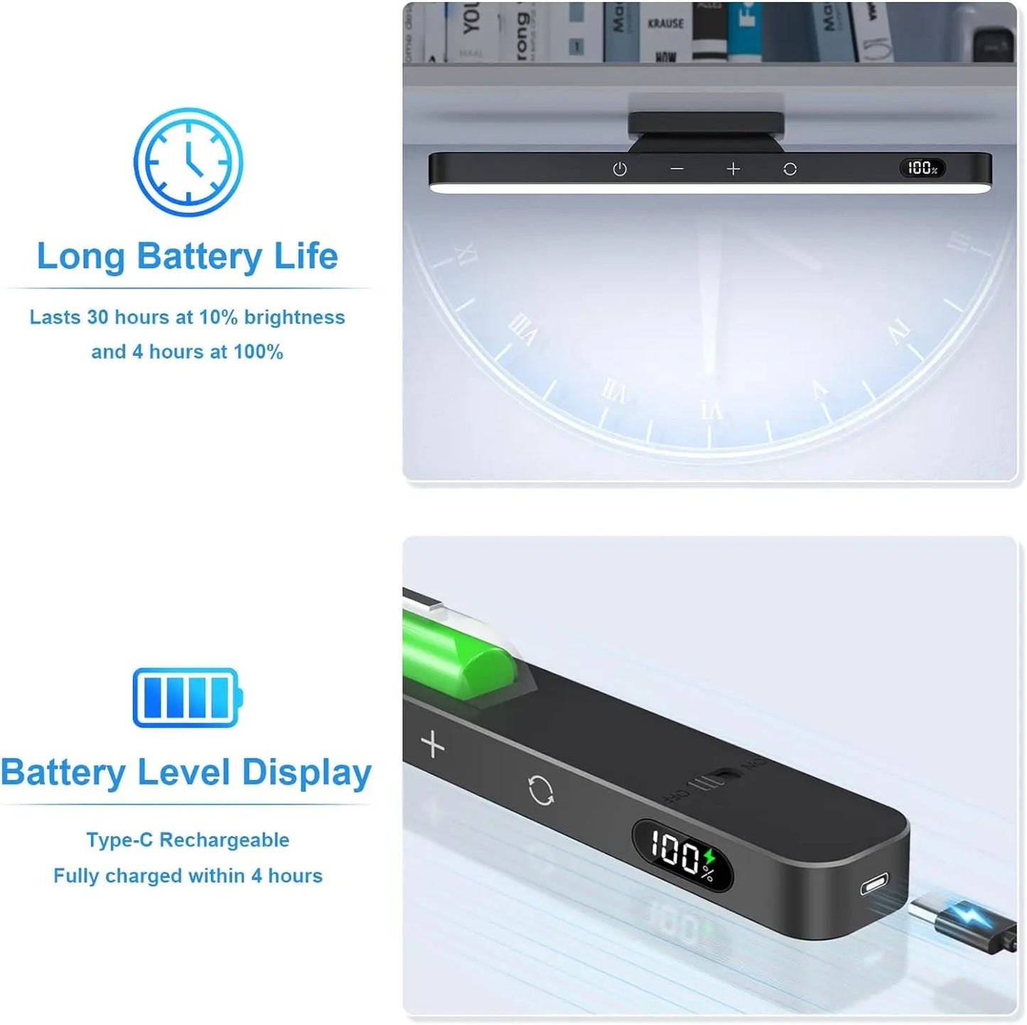 Rechargeable Dimmable LED Night Light Adjustable 3 Color Brightness Touch Lamp For Closet Makeup Be 3