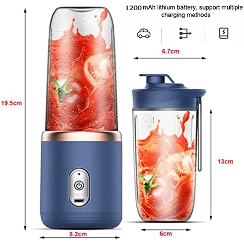BlendGo Portable Smoothie Blender  USB Rechargeable 6Blade Juicer Bottle 8