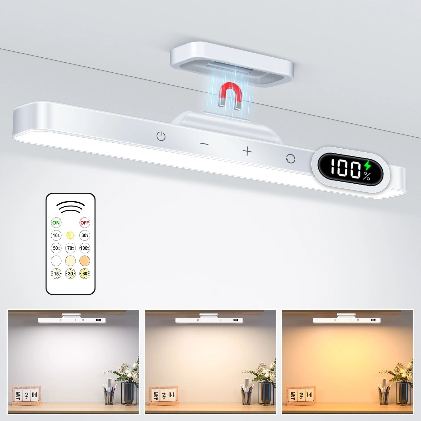 Rechargeable Dimmable LED Night Light Adjustable 3 Color Brightness Touch Lamp For Closet Makeup Be 9