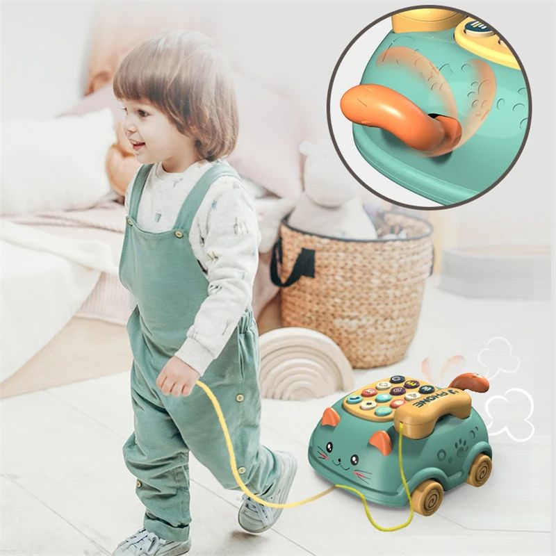 Montessori Baby Toys Musical Piano  Phone Toy For Girls Educational Mobile Phone Toys For Kids Ages 3