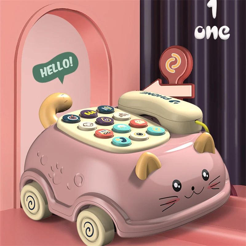 Montessori Baby Toys Musical Piano  Phone Toy For Girls Educational Mobile Phone Toys For Kids Ages 4