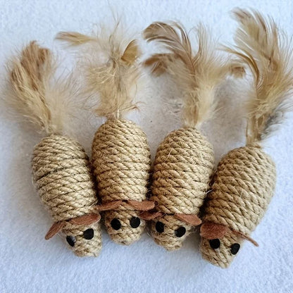 Sisal False Mouse Cat Toy – Bite-Resistant Stuffed Toy, Interactive Simulation Mice for Kittens, Self-Playing Plush Toy