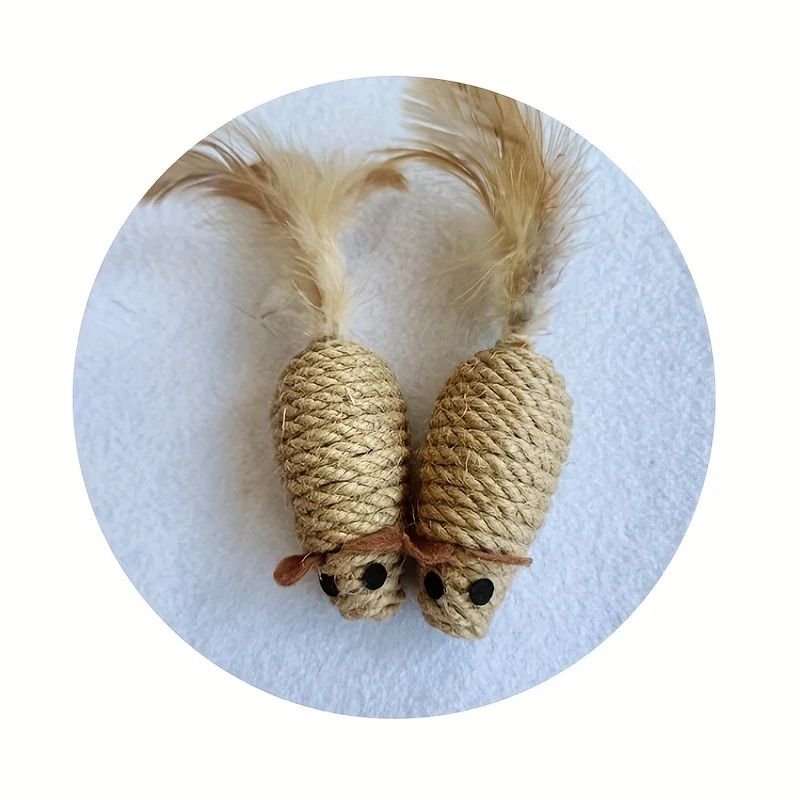 Sisal False Mouse Cat Toy  BiteResistant Stuffed Toy Interactive Simulation Mice For Kittens SelfPl 1
