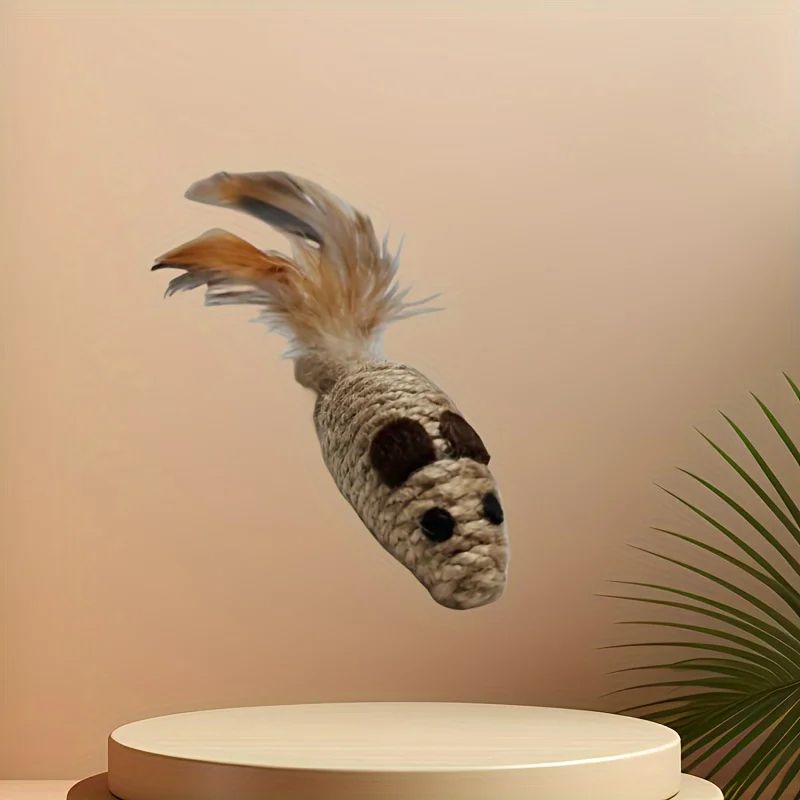 Sisal False Mouse Cat Toy  BiteResistant Stuffed Toy Interactive Simulation Mice For Kittens SelfPl 2
