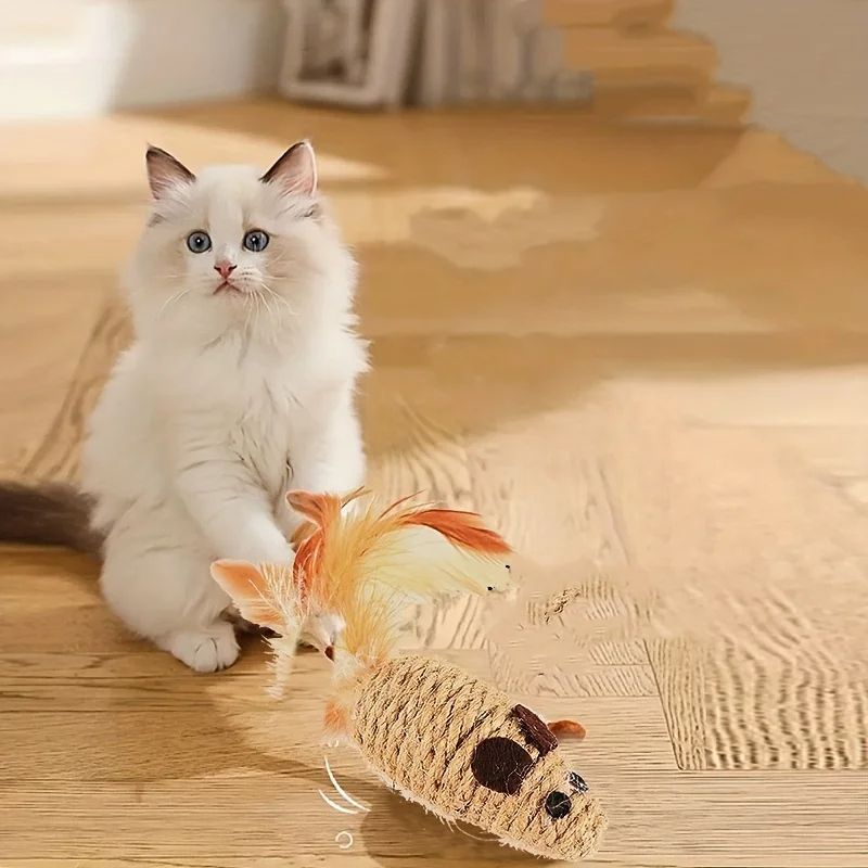 Sisal False Mouse Cat Toy  BiteResistant Stuffed Toy Interactive Simulation Mice For Kittens SelfPl 5