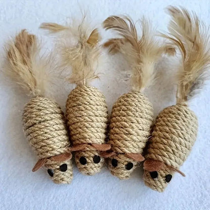 Sisal False Mouse Cat Toy  BiteResistant Stuffed Toy Interactive Simulation Mice For Kittens SelfPl 8