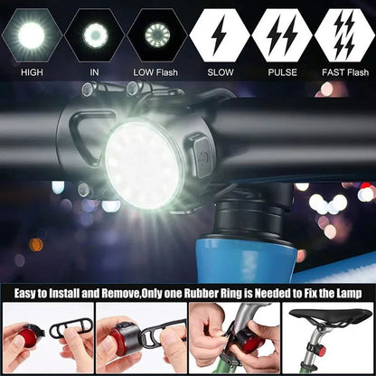 LED Rechargeable Bike Light With Mini Safety Warning Taillight Front Bicycle Lamp For Night Cycling 1