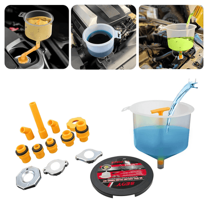 Car Filling Funnel Set, 15Pcs Spill-Proof Plastic Spout Kit for Coolant, Oil & Fluid Transfer – No Mess Design