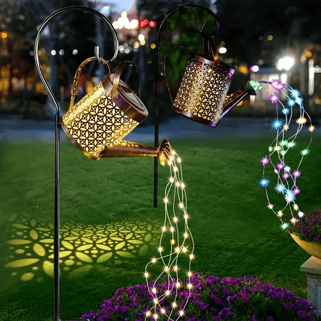 GlowPour Solar Watering Can Light – Outdoor LED Fairy Shower Light for Garden & Patio Decor
