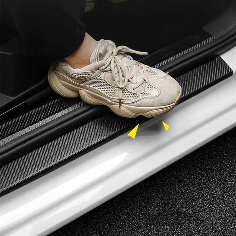 Anti Scratch Car Door Sill Protector Sticker, Nano Carbon Fiber DIY Protection Strip for Auto Side Mirror & Door Frame