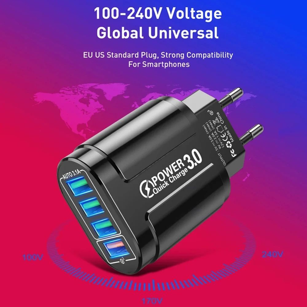 Portable USB Travel Charger Fast Charging Solution For Android IPhone Xiaomi Devices 2