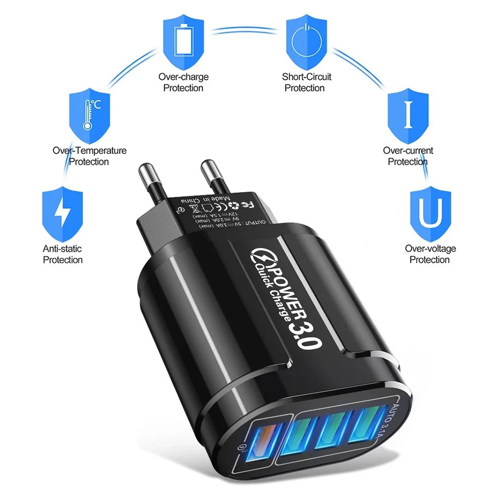 Portable USB Travel Charger Fast Charging Solution For Android IPhone Xiaomi Devices 3