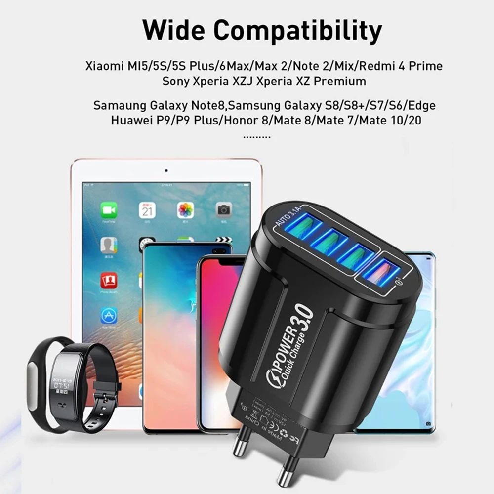 Portable USB Travel Charger Fast Charging Solution For Android IPhone Xiaomi Devices 5
