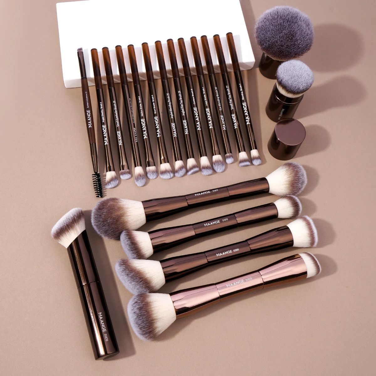 MAANGE Pro Makeup Brushes – Double Ended Foundation, Concealer, Blush & Eyeshadow Brush Kit for Liquid, Cream Powder