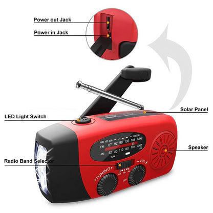 Emergency Solar  Hand Crank FM Radio Outdoor Portable Phone Charger LED Lighting Power Generator 3