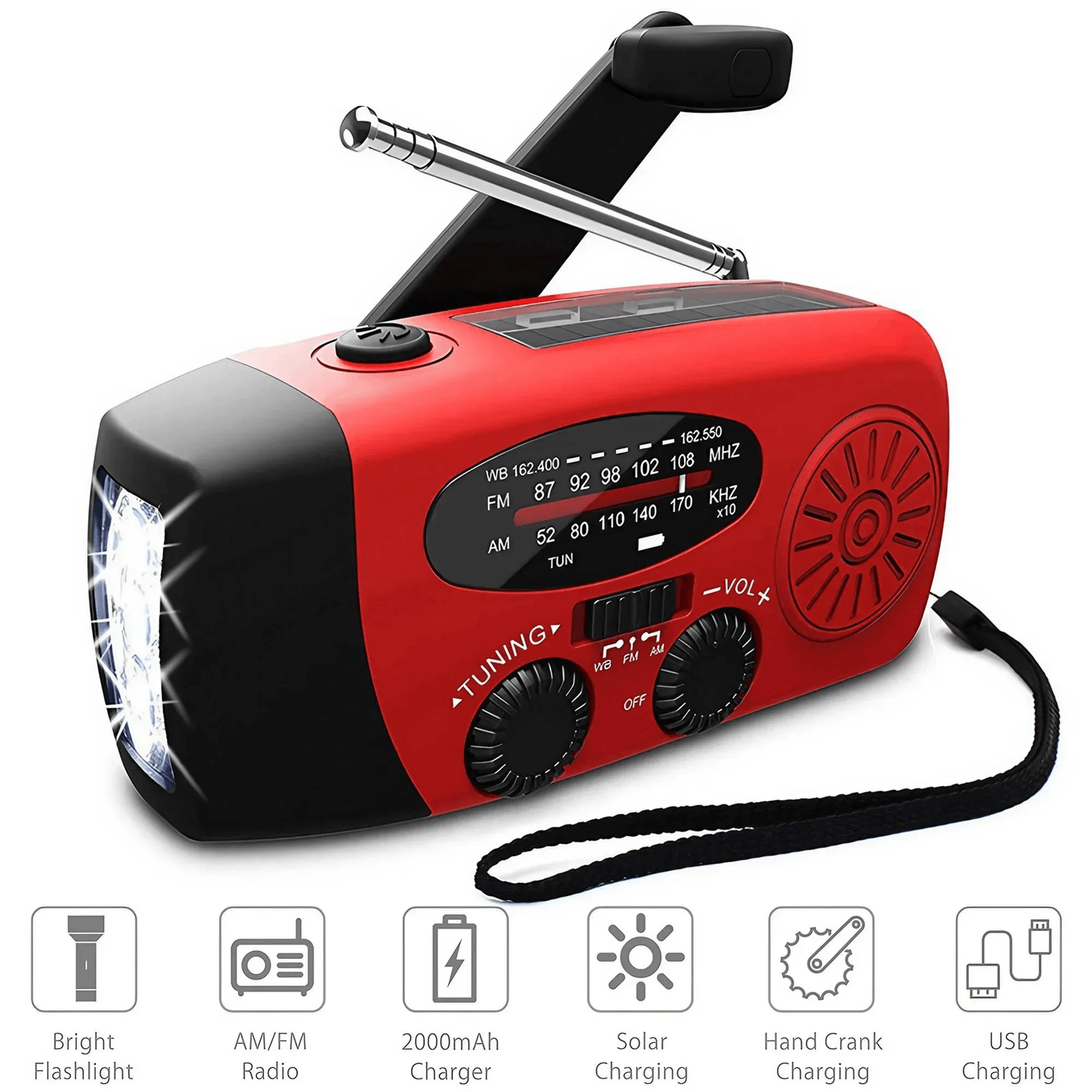 Emergency Solar  Hand Crank FM Radio Outdoor Portable Phone Charger LED Lighting Power Generator 1