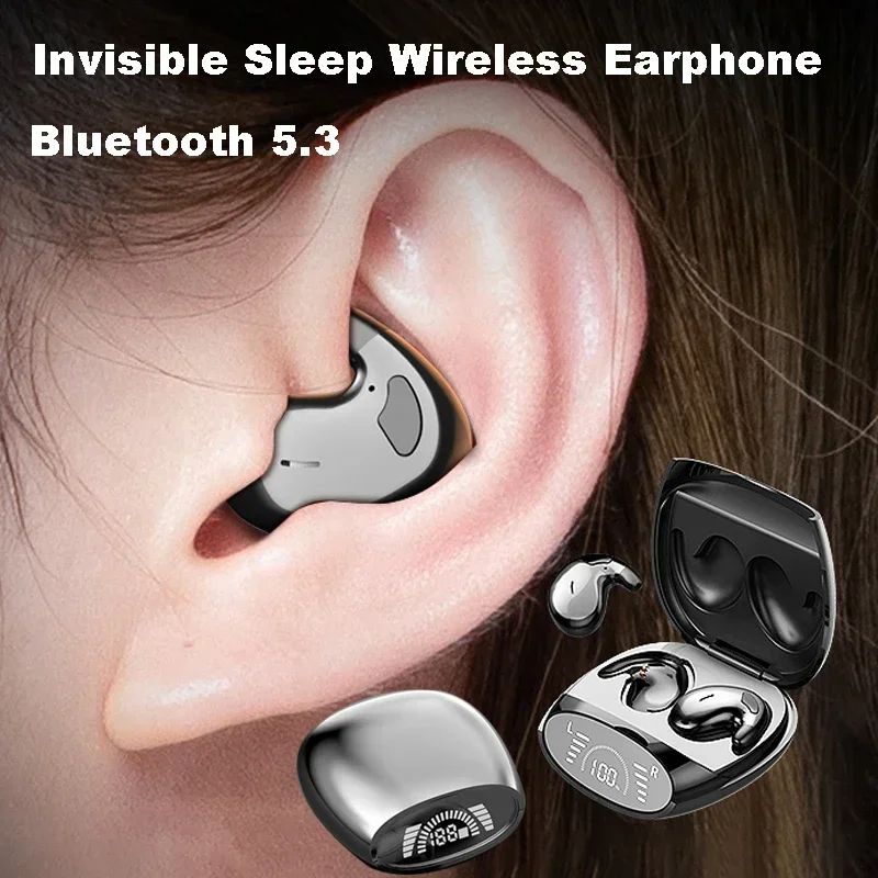 Sleep Friendly Bluetooth 5.3 Headphones, Noise Cancelling Thin Earbuds with HiFi Sound, Digital Display, Sports Read