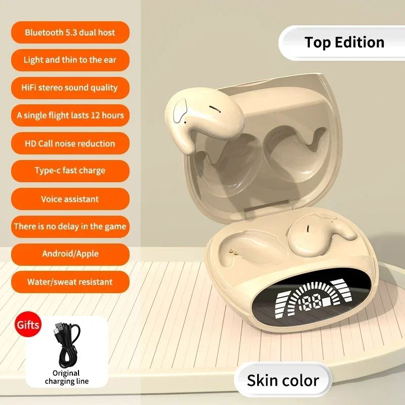 Sleep Friendly Bluetooth 53 Headphones Noise Cancelling Thin Earbuds With HiFi Sound Digital Displa 7