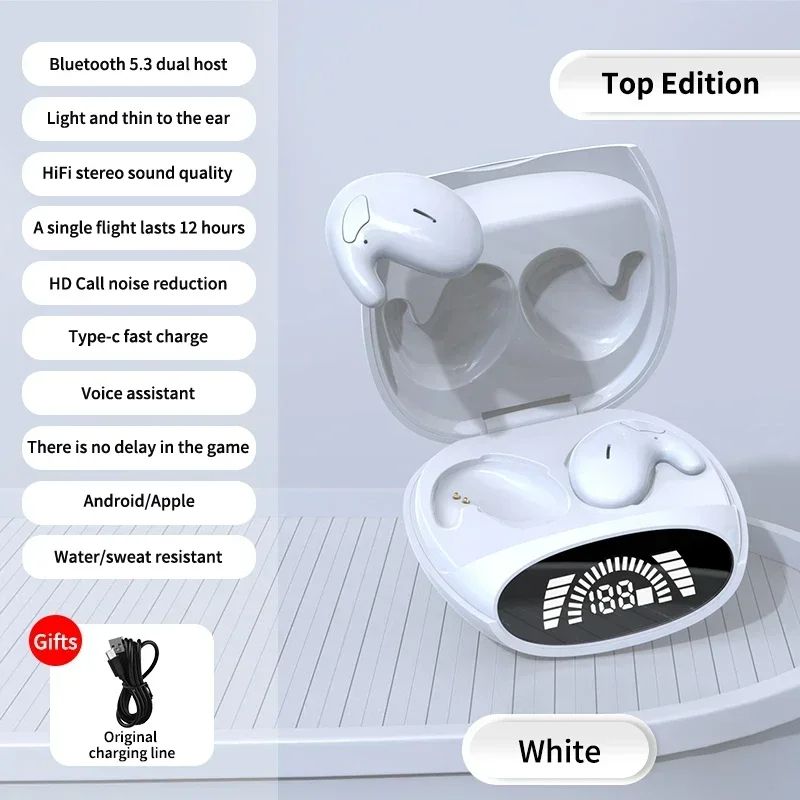 Sleep Friendly Bluetooth 53 Headphones Noise Cancelling Thin Earbuds With HiFi Sound Digital Displa 8