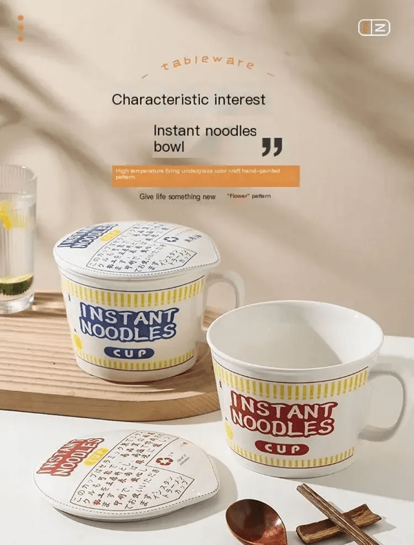 CozyServe Ceramic Noodle Bowl  LargeCapacity Instant Ramen Bowl With Lid For Home  Dorm Use 1