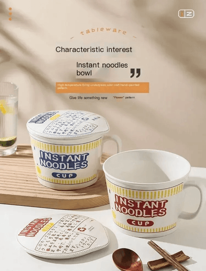CozyServe Ceramic Noodle Bowl  LargeCapacity Instant Ramen Bowl With Lid For Home  Dorm Use 1