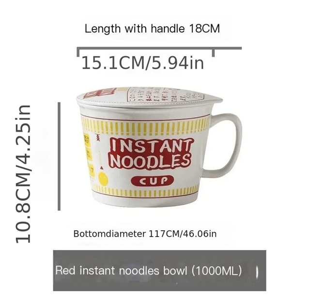 CozyServe Ceramic Noodle Bowl  LargeCapacity Instant Ramen Bowl With Lid For Home  Dorm Use 3
