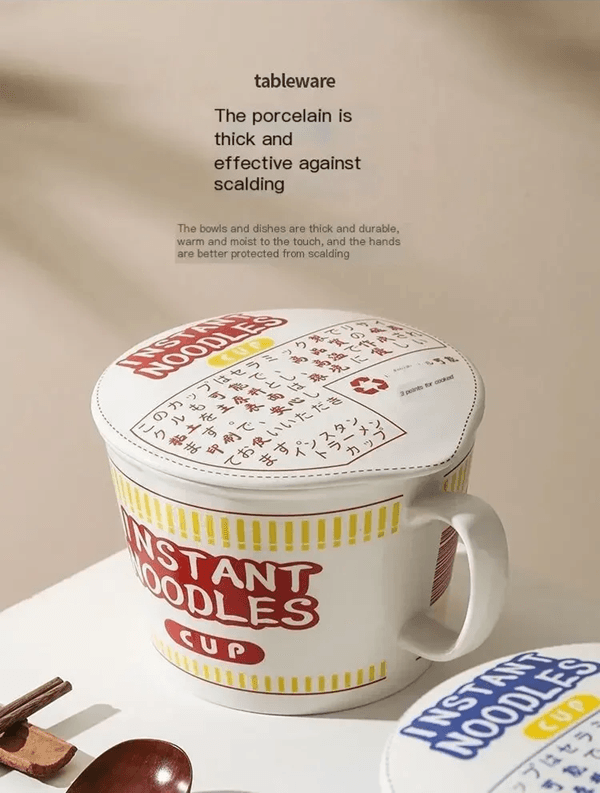 CozyServe Ceramic Noodle Bowl  LargeCapacity Instant Ramen Bowl With Lid For Home  Dorm Use 5