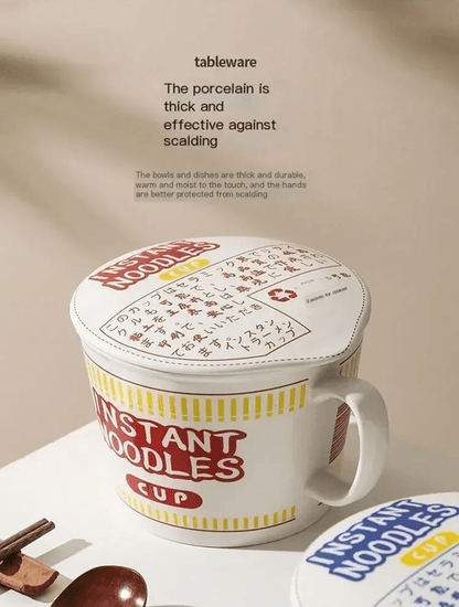 CozyServe Ceramic Noodle Bowl  LargeCapacity Instant Ramen Bowl With Lid For Home  Dorm Use 5