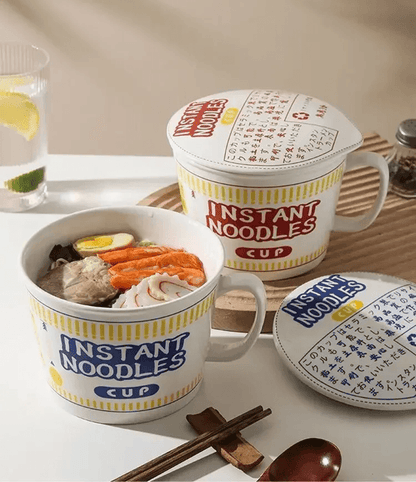 CozyServe Ceramic Noodle Bowl  LargeCapacity Instant Ramen Bowl With Lid For Home  Dorm Use 6