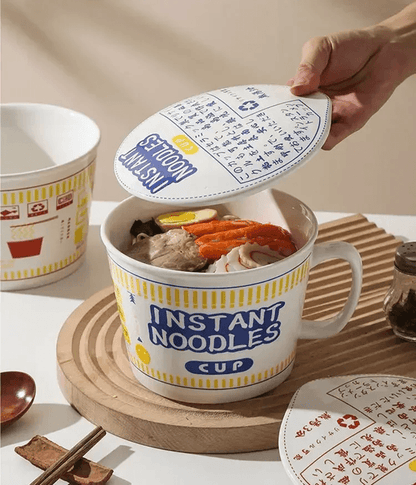 CozyServe Ceramic Noodle Bowl  LargeCapacity Instant Ramen Bowl With Lid For Home  Dorm Use 7