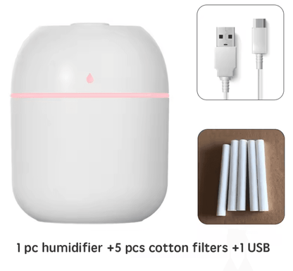 MistGlow USB Mini Humidifier – Portable Ultrasonic Aroma Diffuser with LED Light for Car & Home Use