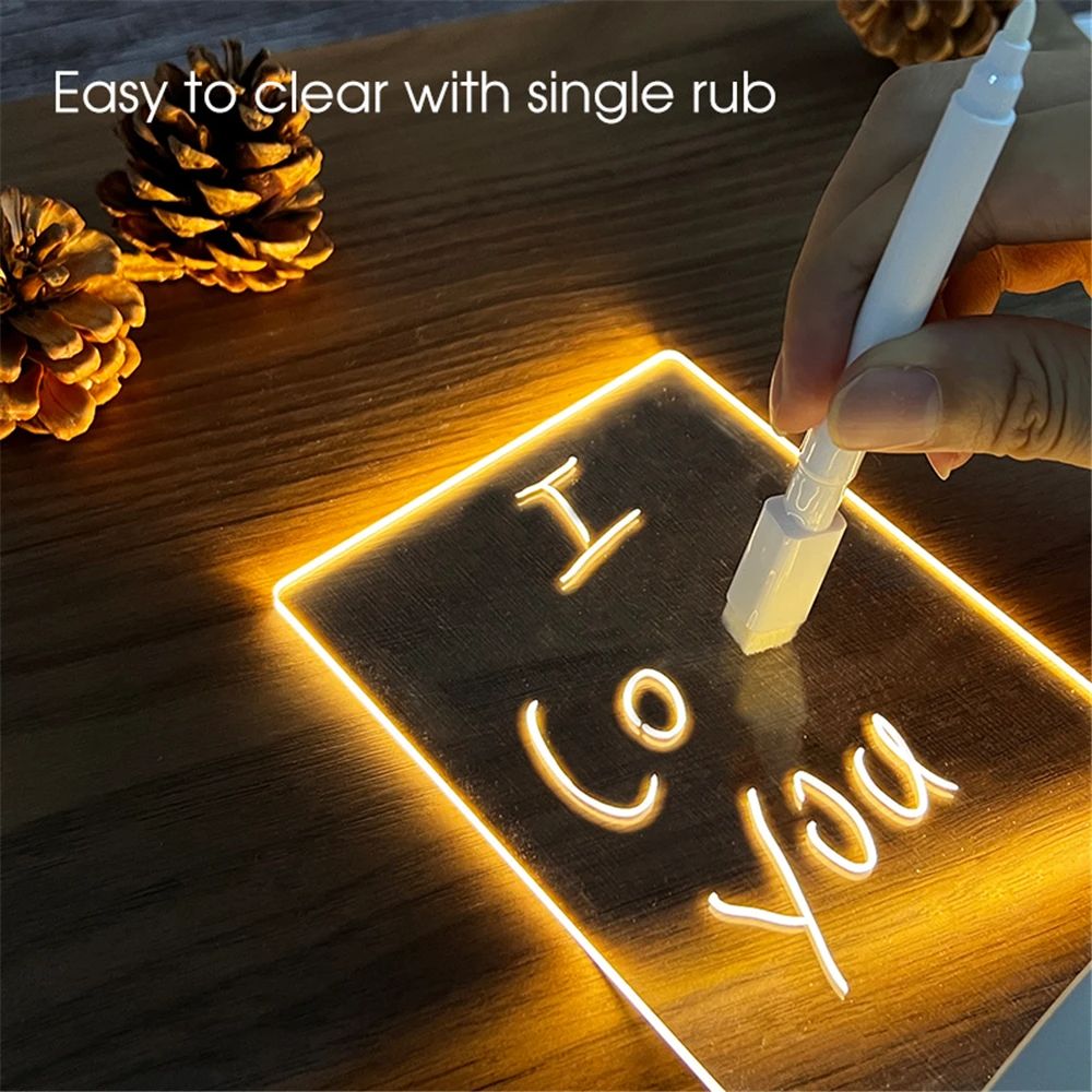 USB Acrylic Transparent Luminous LED Night Light Erasable Message Board  Calendar Desktop Lamp For  1