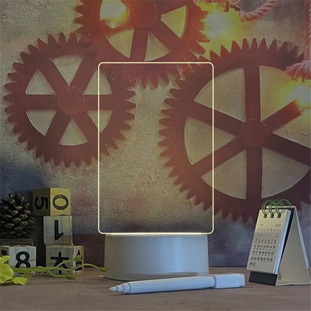 USB Acrylic Transparent Luminous LED Night Light Erasable Message Board  Calendar Desktop Lamp For  2