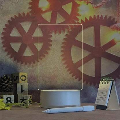 USB Acrylic Transparent Luminous LED Night Light Erasable Message Board  Calendar Desktop Lamp For  2