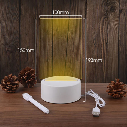 USB Acrylic Transparent Luminous LED Night Light Erasable Message Board  Calendar Desktop Lamp For  5