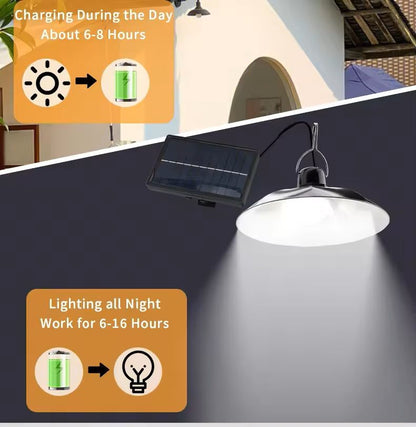 Solar Pendant Light Outdoor With Remote  Single Or Double Head LED Hanging Lamp For Patio Garden Or 1