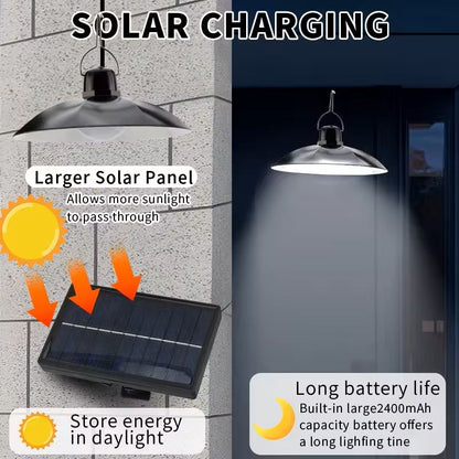 Solar Pendant Light Outdoor With Remote  Single Or Double Head LED Hanging Lamp For Patio Garden Or 3