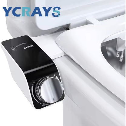 Non-Electric Bidet Toilet Seat Attachment with Dual Nozzles and Hot-Cold Mixer for Hygienic Wash