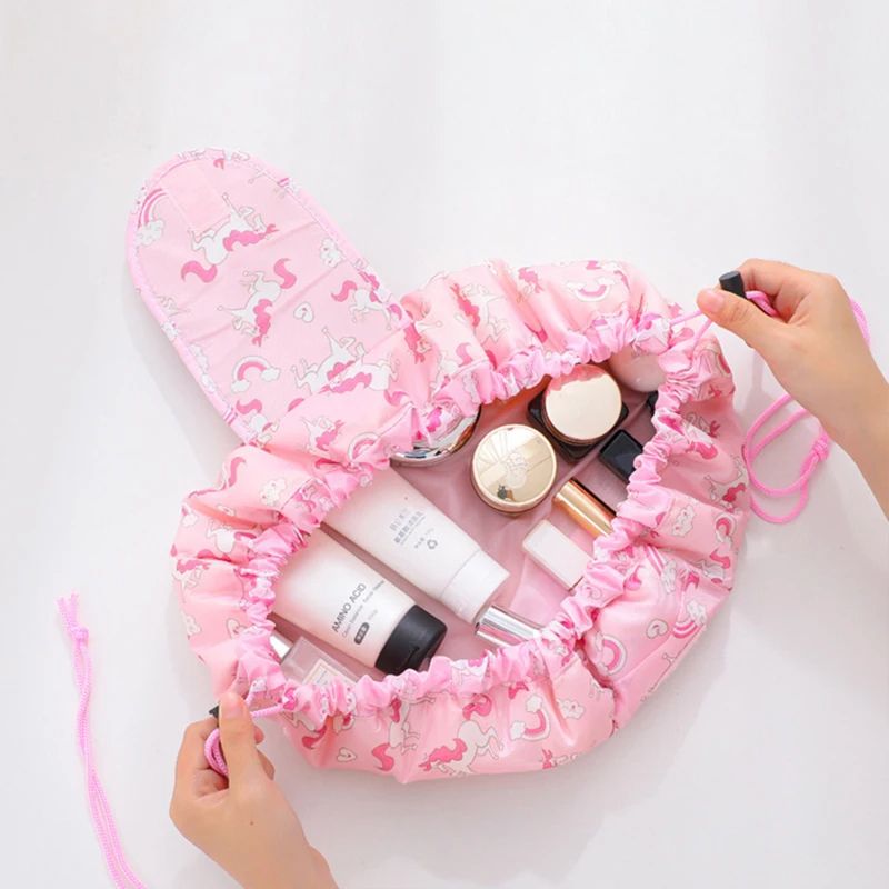 Women Drawstring Cosmetic Bag Travel Makeup Organizer Waterproof Nylon Portable Beauty Toiletry Cas 1
