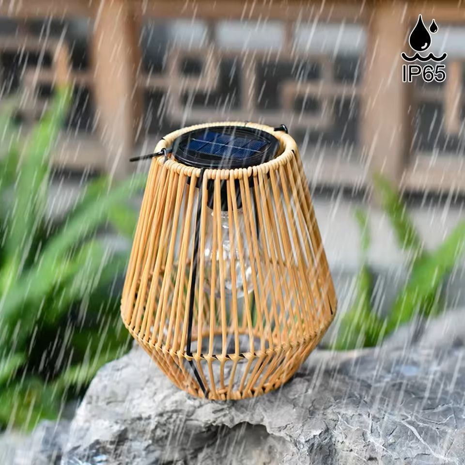 Rattan Solar Lantern Outdoor Hanging Light  Waterproof Bamboo Weave With Bulb Or Battery Box 1