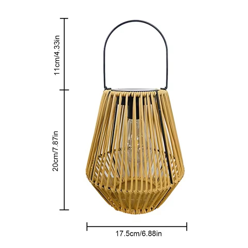 Rattan Solar Lantern Outdoor Hanging Light  Waterproof Bamboo Weave With Bulb Or Battery Box 3