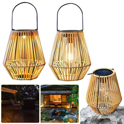 Rattan Solar Lantern Outdoor Hanging Light  Waterproof Bamboo Weave With Bulb Or Battery Box 5
