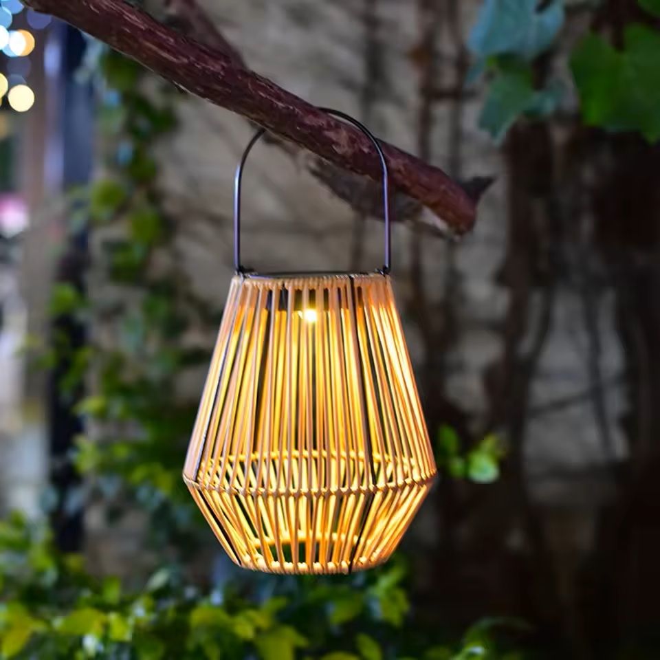 Rattan Solar Lantern Outdoor Hanging Light  Waterproof Bamboo Weave With Bulb Or Battery Box 6