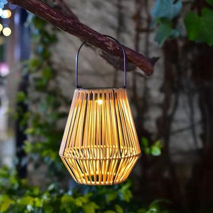 Rattan Solar Lantern Outdoor Hanging Light  Waterproof Bamboo Weave With Bulb Or Battery Box 6