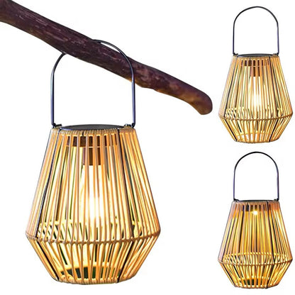 Rattan Solar Lantern Outdoor Hanging Light  Waterproof Bamboo Weave With Bulb Or Battery Box 7