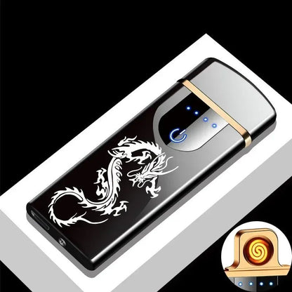 USB Rechargeable Windproof Electric Metal Lighter Double Arc Flameless Plasma Lighter With Touch Se