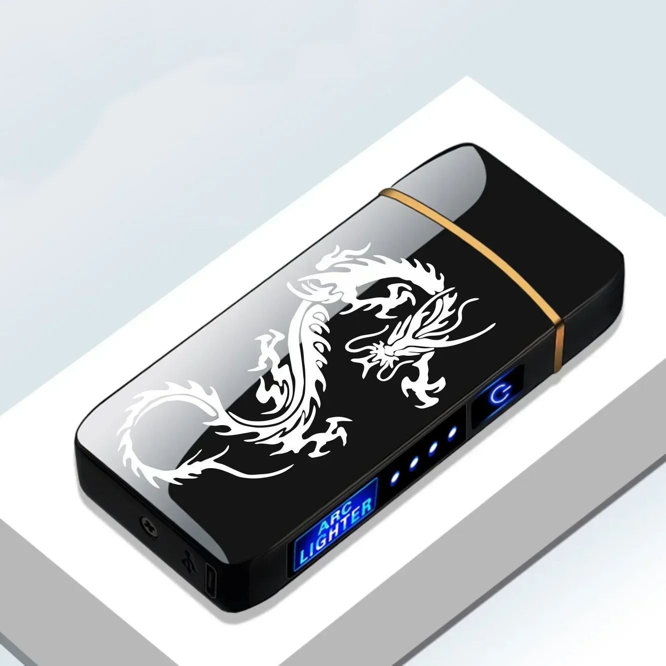 USB Rechargeable Windproof Electric Metal Lighter Double Arc Flameless Plasma Lighter With Touch Se